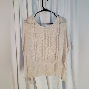 Hollister Women's Cream Slouchy Open-weave Sweater